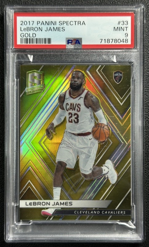 LEBRON JAMES PSA 9 2017-18 PANINI SPECTRA #33 GOLD PRIZM 6/10 CAVALIERS