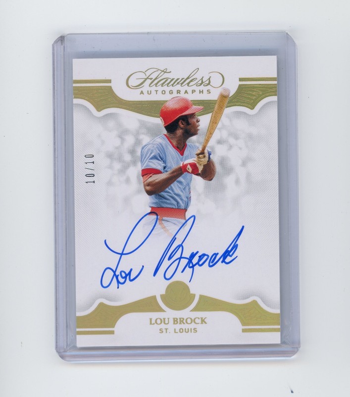 2019 Panini Flawless Lou Brock #FA-LB Gold Auto /10 STL Cardinals HOF