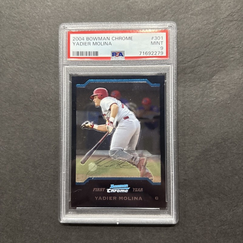 2004 BOWMAN CHROME #301 YADIER MOLINA ROOKIE RC CARDINALS PSA 9 MINT