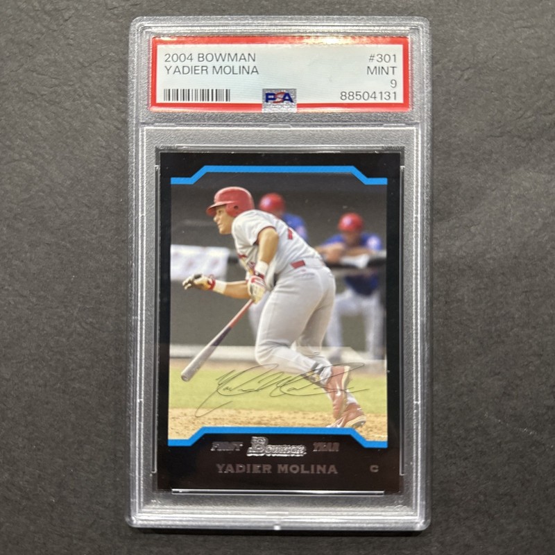 2004 BOWMAN #301 YADIER MOLINA ROOKIE RC CARDINALS PSA 9 MINT