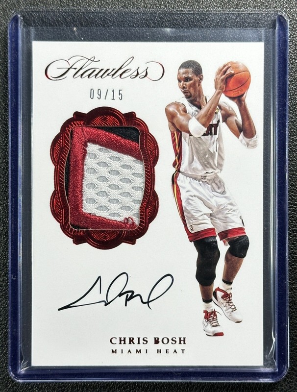 CHRIS BOSH 2016-17 PANINI FLAWLESS #SP-CB SIGNATURE PRIME GU PATCH AUTO RUBY /15