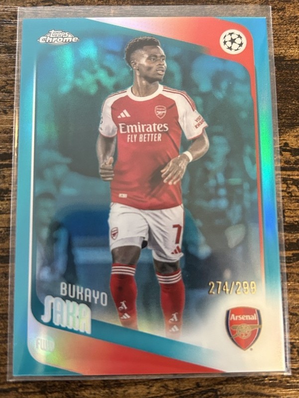 2025-26 Topps Chrome UEFA UCC Bukayo Saka Teal Refractor /299 - Arsenal