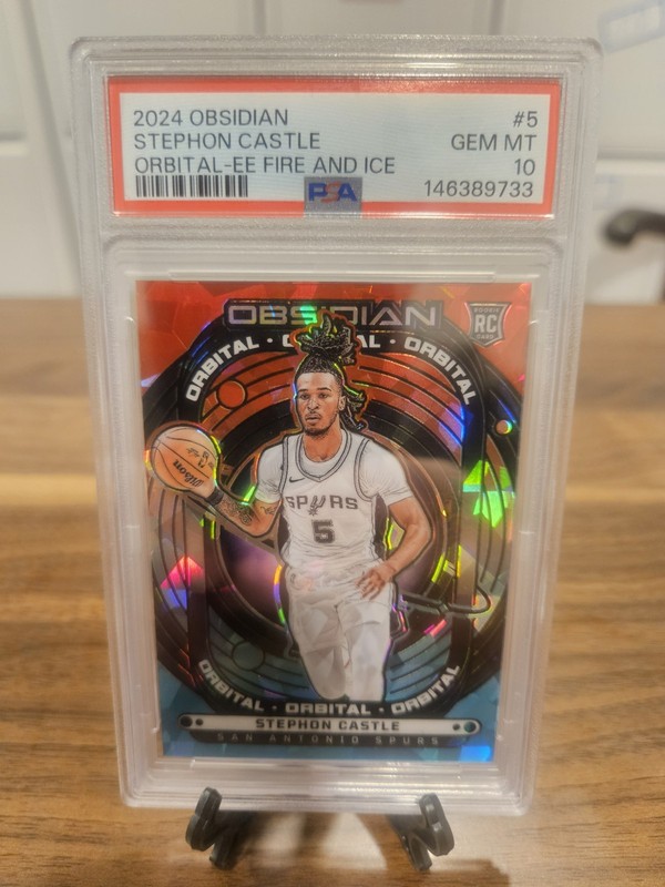 2024-25 Obsidian Stephon Castle RC Orbital Fire and Ice /30 PSA 10 SSP Spurs
