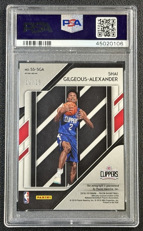 SHAI GILGEOUS-ALEXANDER PSA 9 2018 PANINI PRIZM ROOKIE AUTO MOJO PRIZMS RC 13/25 view 2