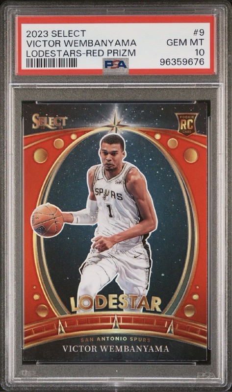 2023-24 Panini Select Lodestars Victor Wembanyama #9 Red Prizm RC Rookie PSA 10
