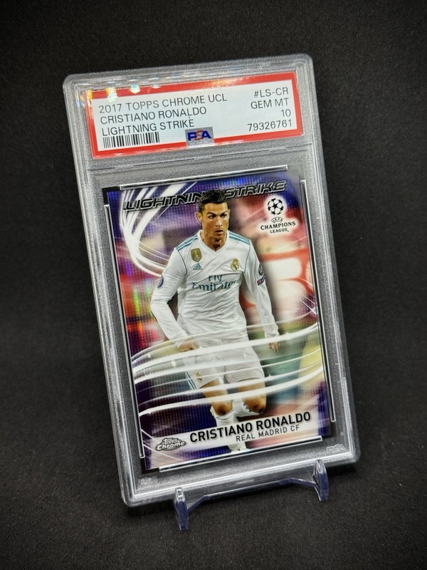 Cristiano Ronaldo 2017 Topps Chrome Lightning Strike PSA 10 Real Madrid view 2