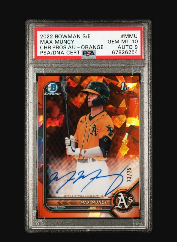 🔥 2022 Bowman Sapphire Max Muncy 1st Auto Orange /25 PSA 10