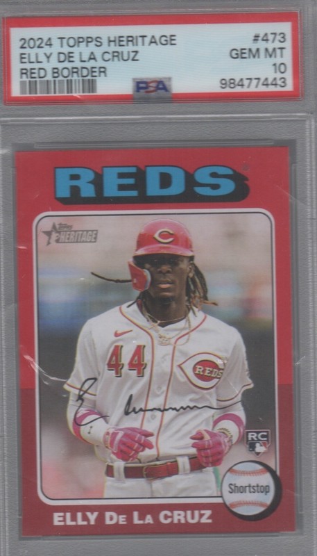 2024 Topps Heritage Elly De La Cruz Red Border PSA 10 SP Rookie #473 Color Match