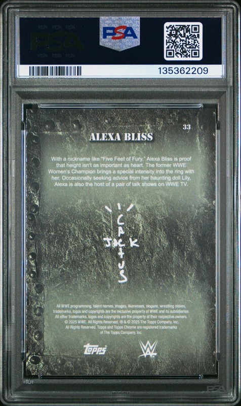 2025 Topps Chrome WWE Cactus Jack #33 ALEXA BLISS Base - PSA 10 (READ) view 2