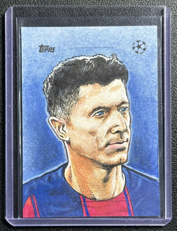ROBERT LEWANDOWSKI 2025-26 TOPPS UCC SKETCH CARD ARTIST AUTO DARRIN PEPE 1/1