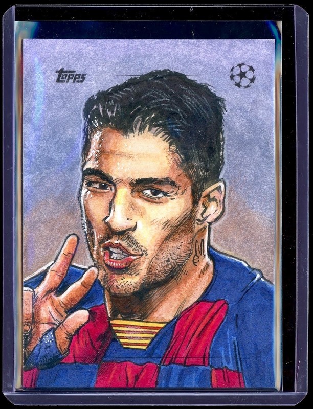 LUIS SUAREZ 2025-26 TOPPS UCC SKETCH CARD ARTIST DARRIN PEPE AUTOGRAPH AUTO 1/1