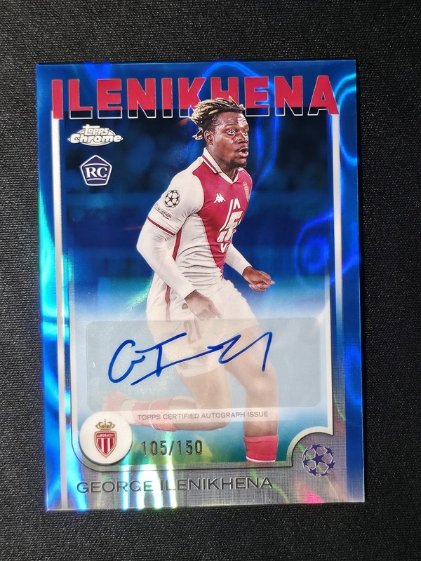 2024-25 Topps Chrome UCC George Ilenikhena Rookie Auto Blue Lava /150