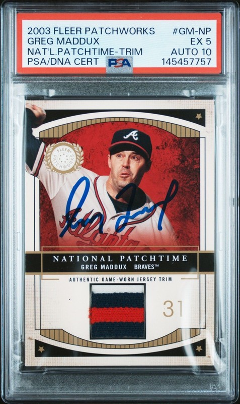 Greg Maddux 2003 Fleer Patchworks Jersey Game Worn Patch GMNP PSA 5 Auto 10 /200