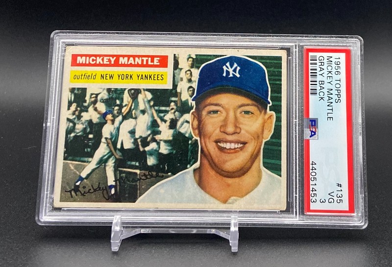 MICKEY MANTLE - 1956 Topps #135 Gray Back - PSA 3 VG