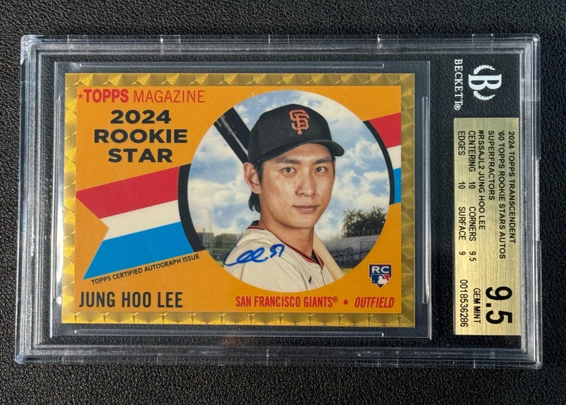 JUNG HOO LEE 1/1 SUPERFRACTOR AUTO RC BGS 9.5 2024 TOPPS TRANSCENDENT ROOKIE