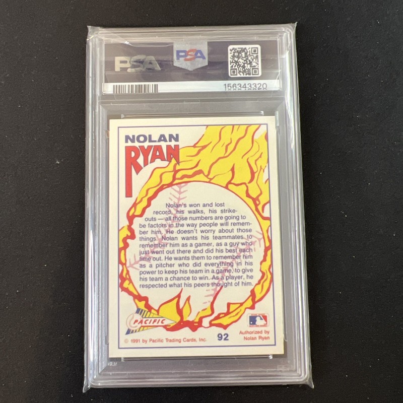 Pacific 1991 Nolan Ryan Texas Express #92 Nolan's A Real Gamer PSA 8 view 2