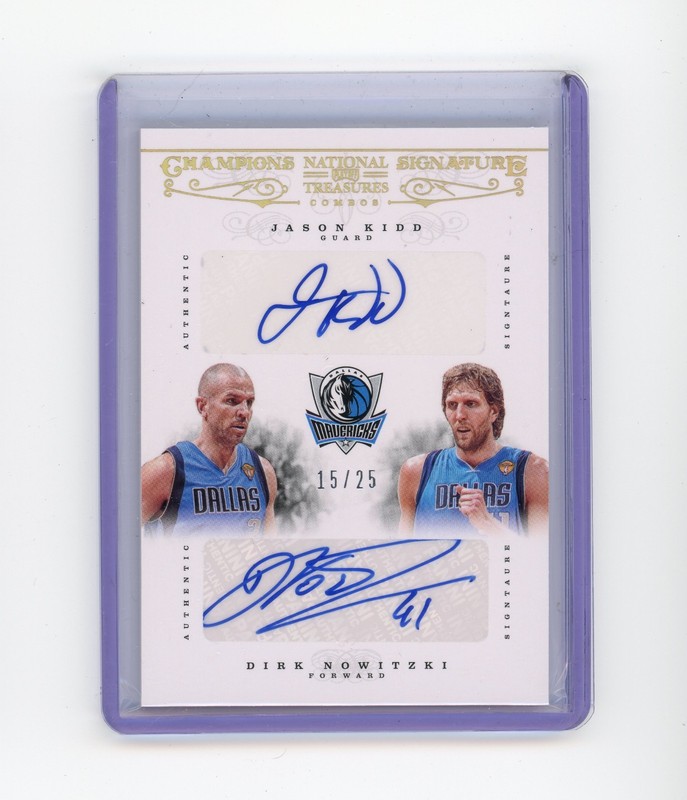 2012-13 National Treasures Jason Kidd Dirk Nowitzki Champions Signature Auto /25