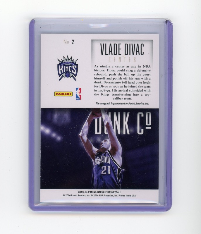 2013-14 Panini Intrigue Vlade Divac #2 Dunk Company Signatures Auto 1/1 HOF view 2