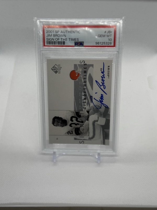 Upper Deck 2001 SP Authentic Sign of the Times Jim Brown PSA 10 Auto #JBR view 2