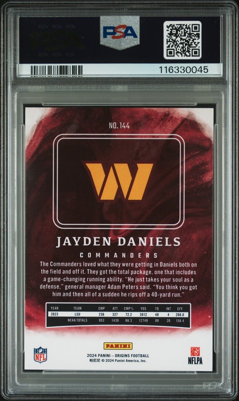 2024 Origins Holo Red Jayden Daniels #144 /299 PSA 9 view 2