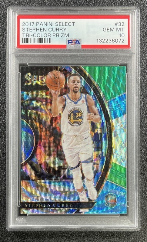 STEPHEN CURRY PSA 10 2017-18 PANINI SELECT #32 TRI-COLOR PRIZM CONCOURSE 8072