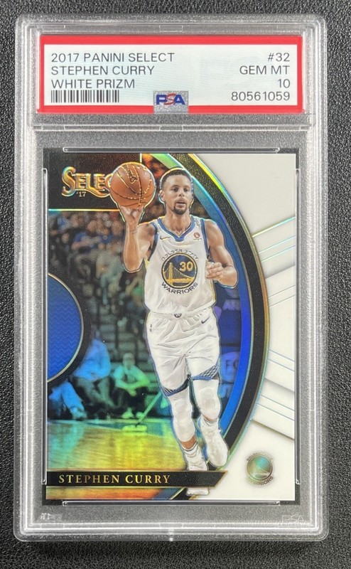 STEPHEN CURRY PSA 10 2017-18 PANINI SELECT #32 WHITE PRIZM CONCOURSE 52/149