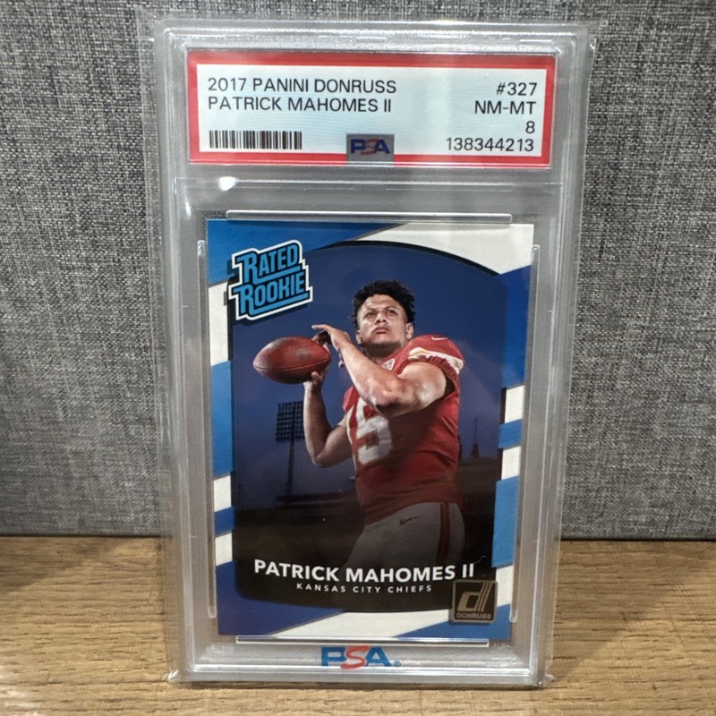 PATRICK MAHOMES II Rated Rookie Card PSA 8 2017 Panini Donruss #327 KC Chiefs