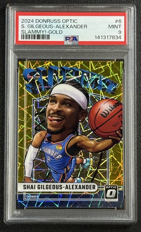 SHAI GILGEOUS-ALEXANDER PSA 9 2024 PANINI DONRUSS OPTIC 6 SLAMMY! GOLD PRIZM /10