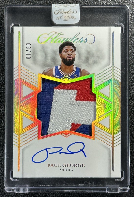 PAUL GEORGE 2024-25 PANINI FLAWLESS STAR SWATCH SIGNATURES PATCH AUTO GOLD 3/10