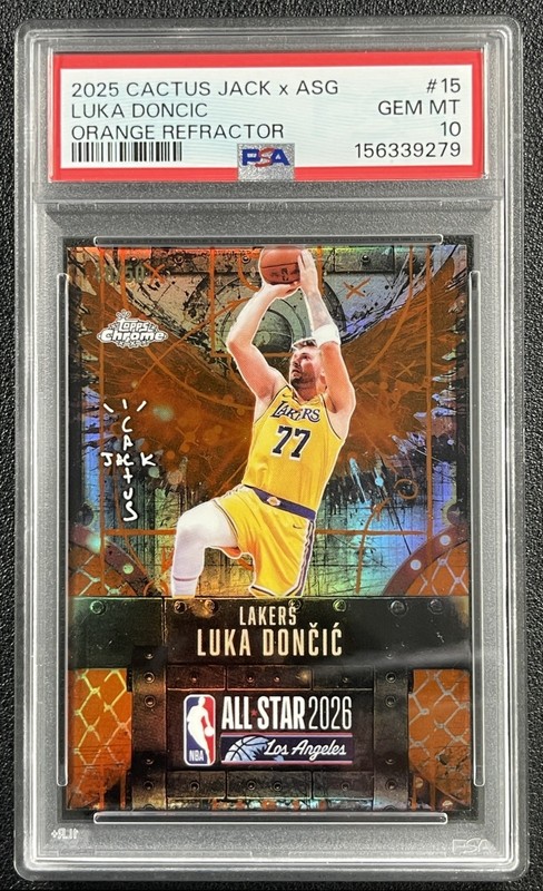 LUKA DONCIC PSA 10 2025-26 TOPPS CHROME CACTUS JACK ASG #15 ORANGE REFRACTOR /50