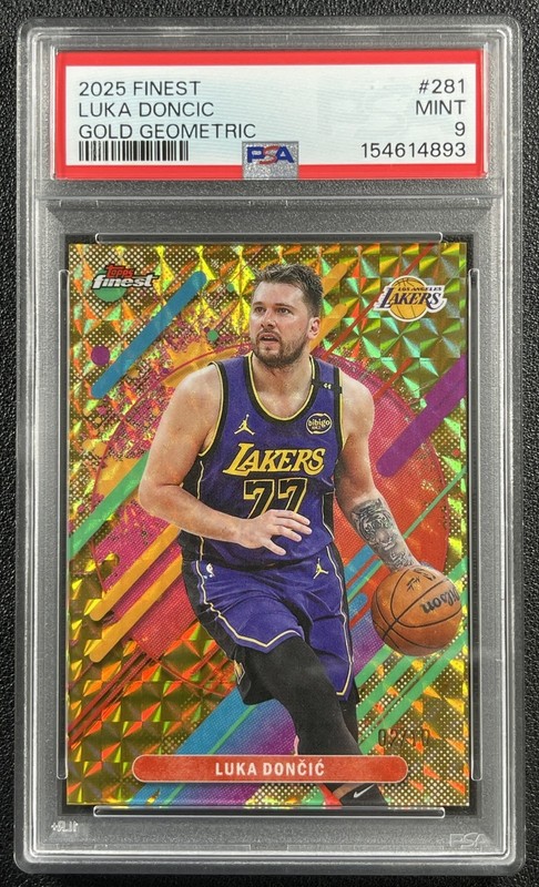LUKA DONCIC PSA 9 2025-26 TOPPS FINEST #281 RARE GOLD GEOMETRIC REFRACTOR 02/10