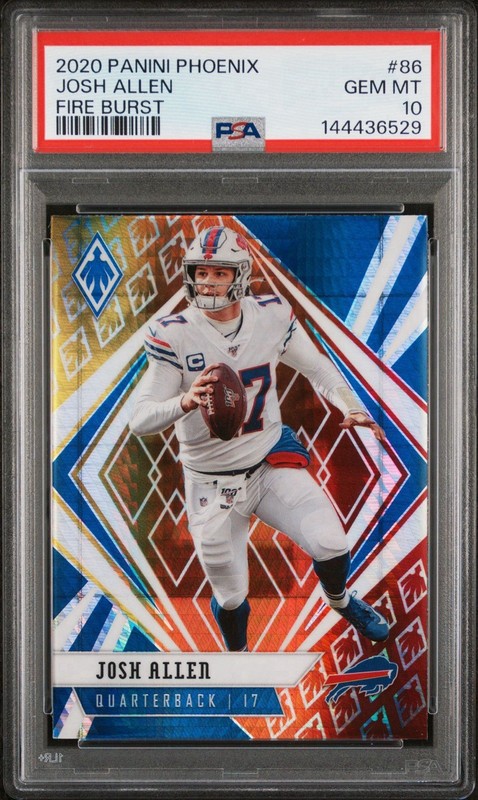 Panini 2020 Phoenix Josh Allen Buffalo Bills Fire Burst #86 PSA 10