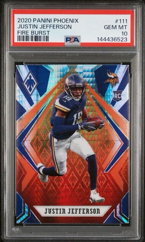 2020 Panini Phoenix Justin Jefferson #111 Fire Burst ROOKIE PSA 10