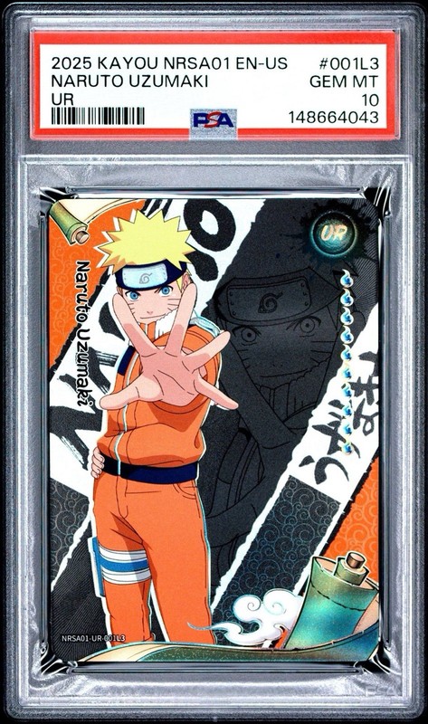 2025 KAYOU NARUTO #001L3 NARUTO UZUMAKI UR PSA 10