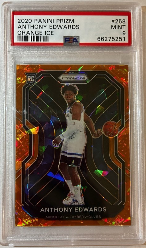 2020 Panini Prizm Anthony Edwards 258 Orange Ice Rookie RC PSA 9 Mint