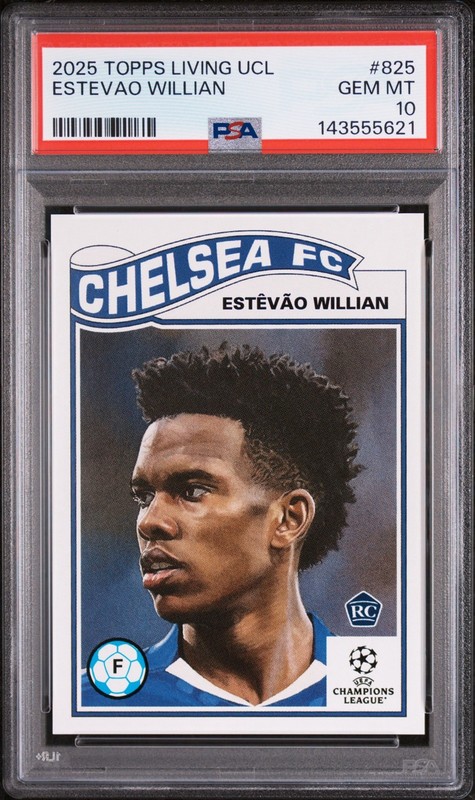 2025-26 Topps Living UEFA Champions League Estevao Willian RC Chelsea PSA 10