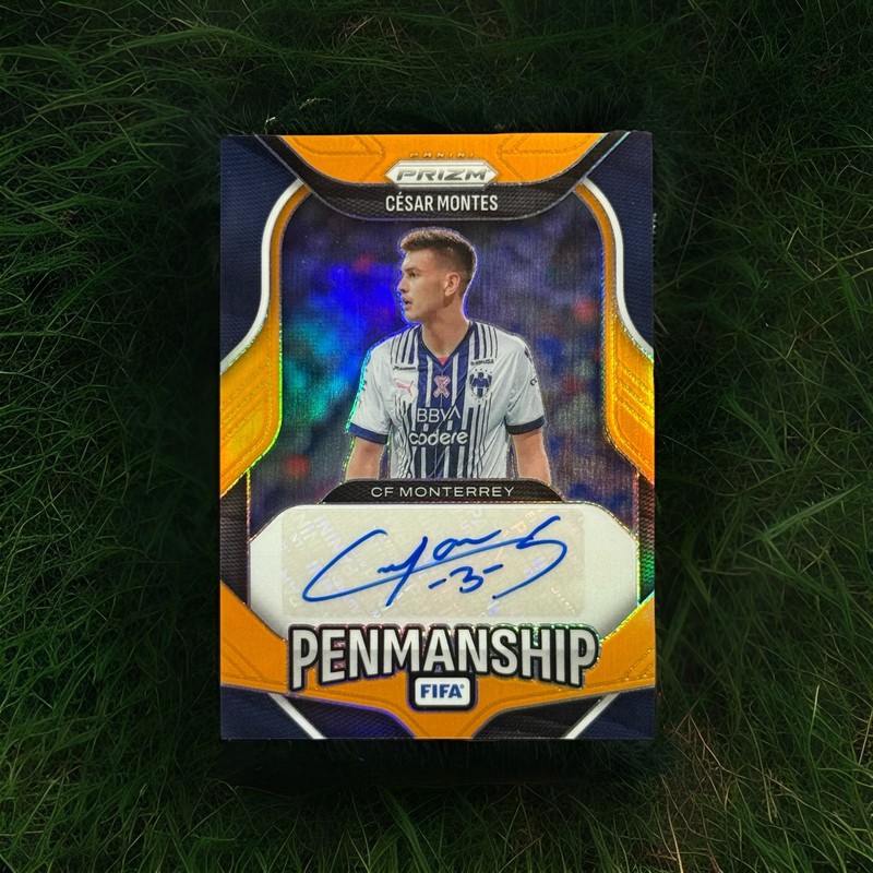 2025-26 Panini Prizm FIFA Monterrey Cesar Montes Penmanship Auto Orange /25
