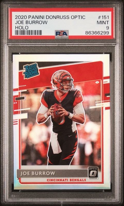 Panini 2020 Donruss Optic Rated Rookies Joe Burrow #151 Holo Prizm PSA 9 Bengals