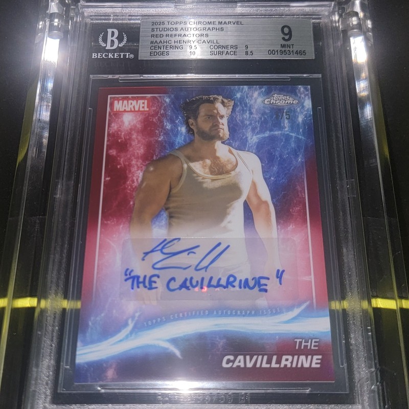 HENRY CAVILL "THE CAVILLRINE" 2025 Topps Marvel Studios Auto 1/5 BGS 9/9 Pop 1 view 2
