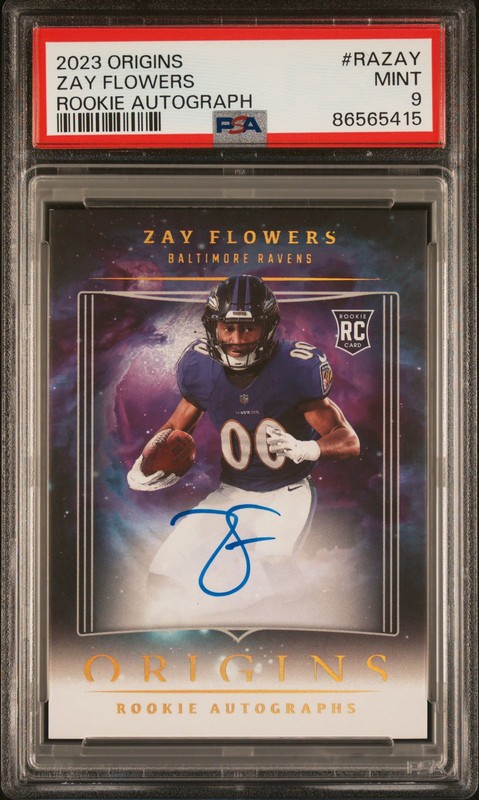 2023 Panini Origins Rookie Auto Zay Flowers #RAZAY PSA 9
