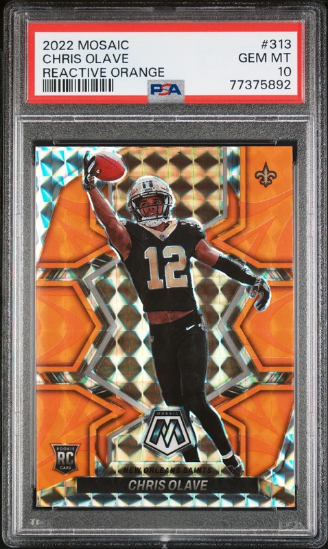 2022 Panini Mosaic Reactive Orange Mosaic Chris Olave #313 PSA 10