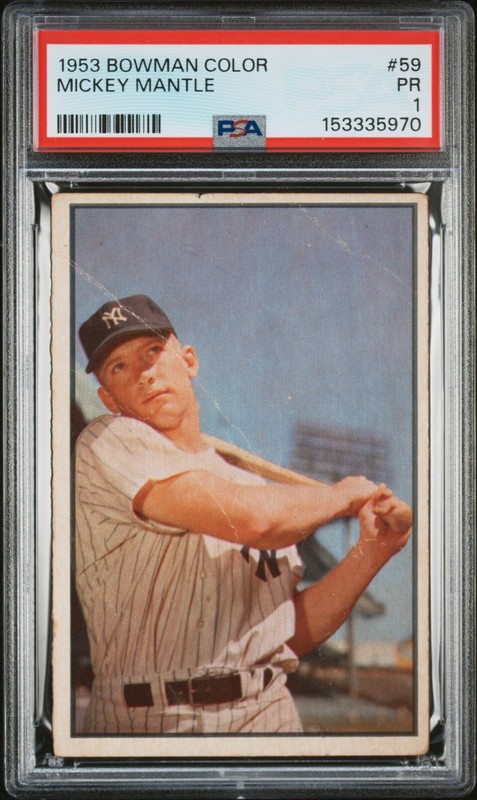 1953 Bowman Color Mickey Mantle #59 PSA 1