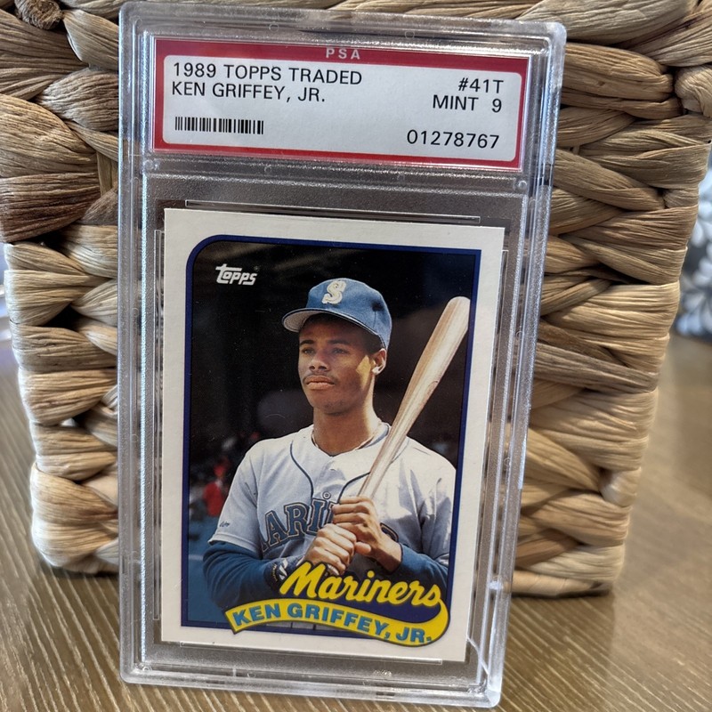 1989 Topps Traded Ken Griffey Jr. ROOKIE RC #41T PSA 9 MINT Corner Crack