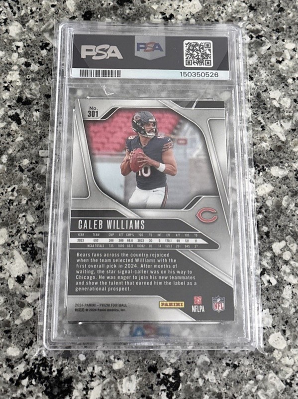 2024 Panini Prizm Base #301 Caleb Williams Rookie Bears PSA 10 view 2