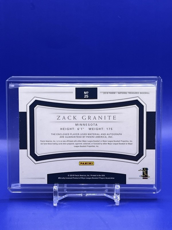 2018 National Treasures Rookie Materials Signatures 28/99 Zack Granite Auto view 2