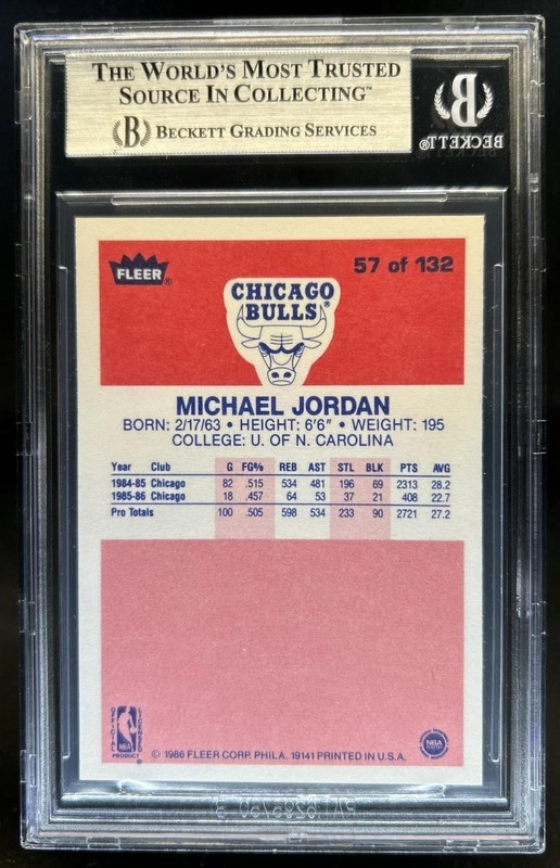 Michael Jordan 1986-87 Fleer #57 Rookie Card BGS 8.5 NM-MT+ RC .5 From Mint 9 view 2