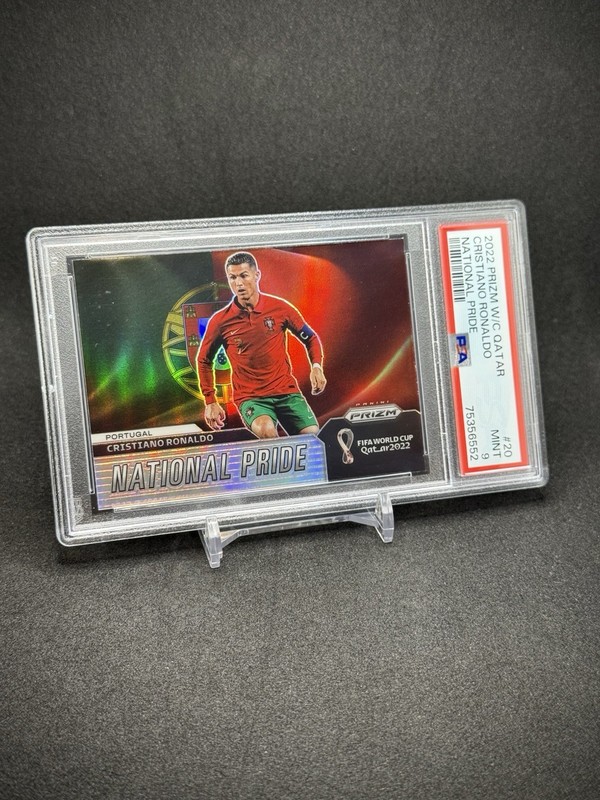 Cristiano Ronaldo 2022 Prizm World Cup National Pride Case Hit Insert PSA 9 view 2