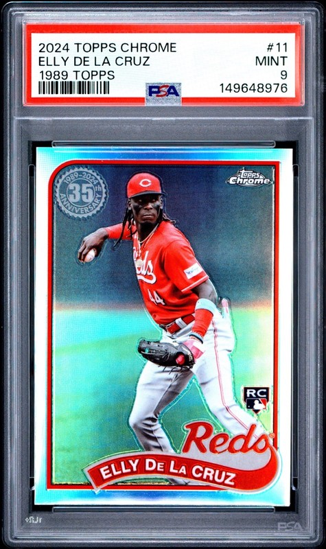 2024 TOPPS CHROME 1989 TOPPS BASEBALL #11 ELLY DE LA CRUZ ROOKIE RC PSA 9