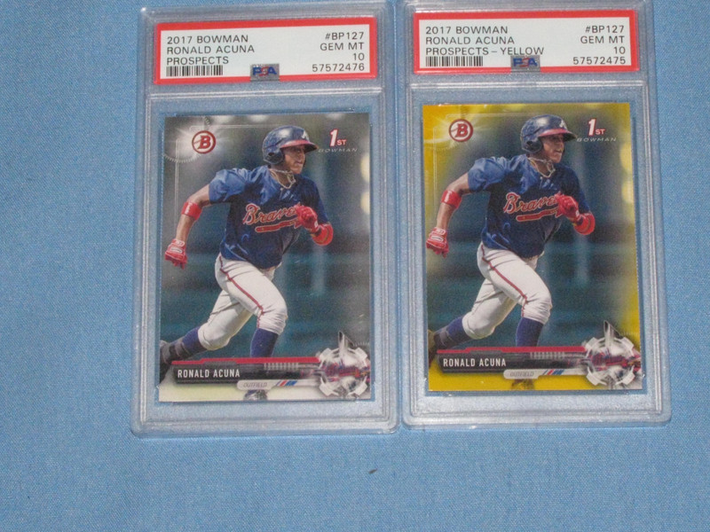 RONALD ACUNA PSA 10 2017 BOWMAN  #BP127 ROOKIE CARDS TWO CARDS