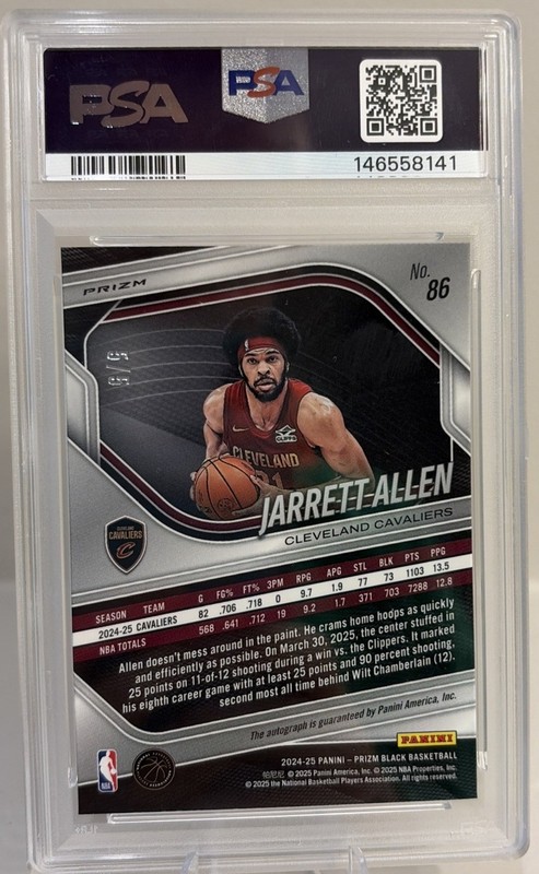 2024 PANINI PRIZM BLACK AUTO-GOLD VINYL FOTL JARRETT ALLEN 5/5 PSA 10 AUTO 10 view 2